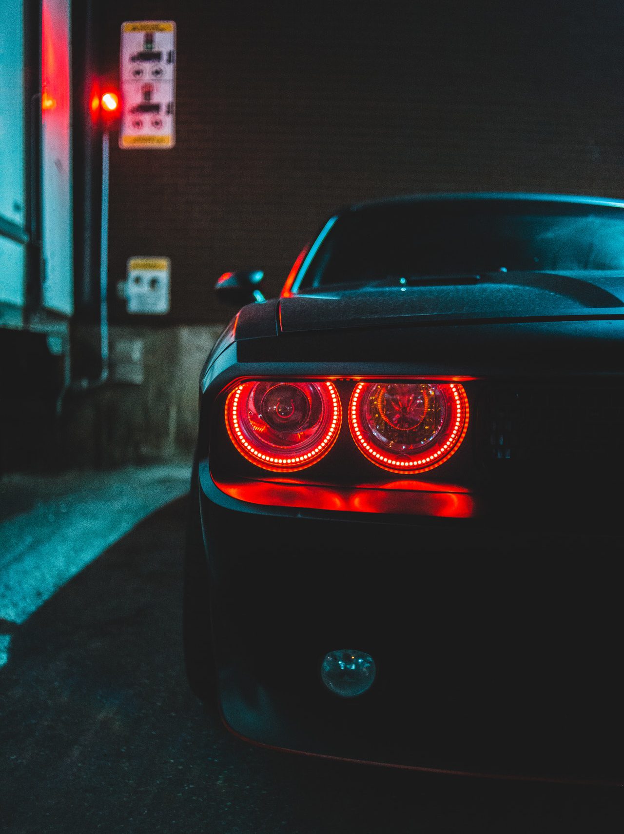 electric car charging at night